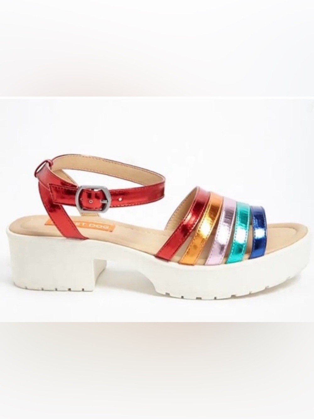 Metallic Rainbow Strappy Rocket Dog Platform Sandal